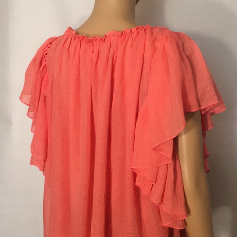 NWT loveriche Coral Flutter Sleeve Top Tie Front - Picture 6 of 16